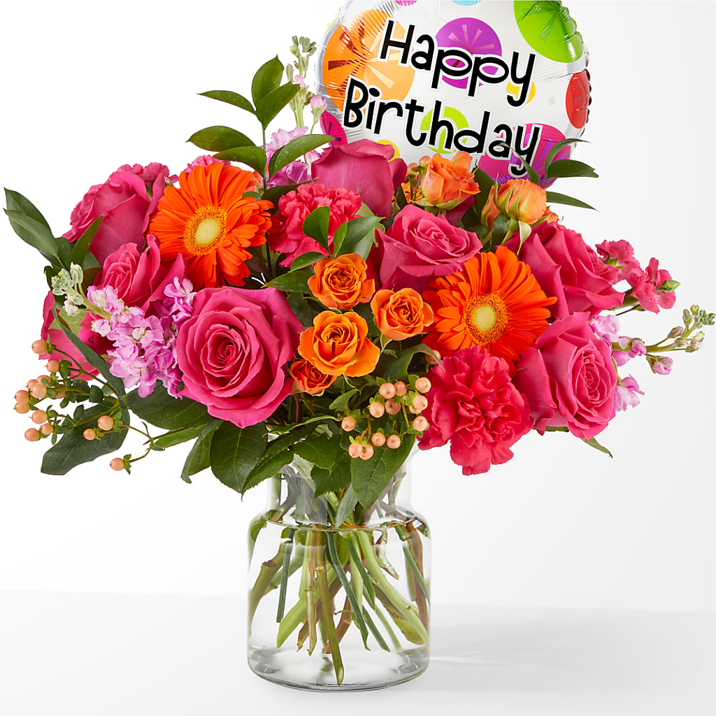 Fiesta Bouquet with Birthday Balloon – Karnation Korner Florist, Dunedin FL