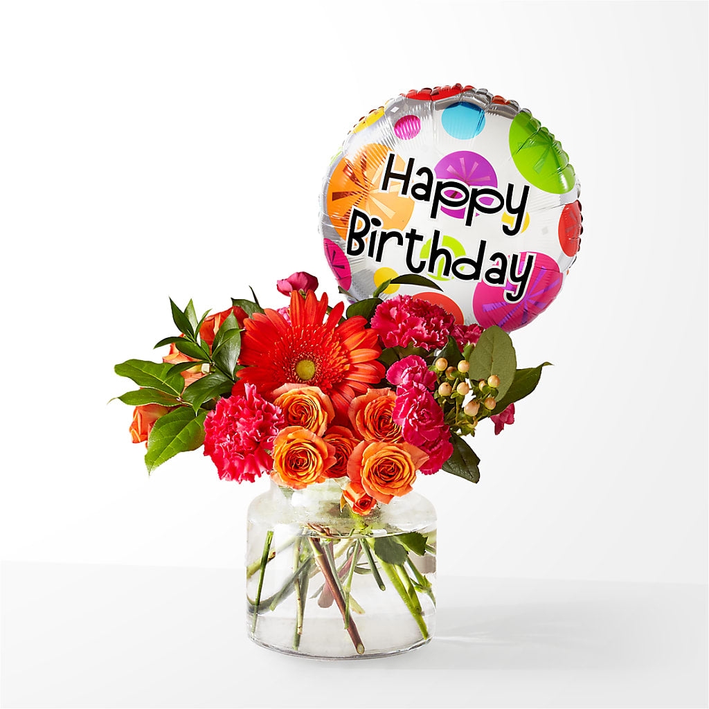 Fiesta Bouquet with Birthday Balloon – Karnation Korner Florist, Dunedin FL