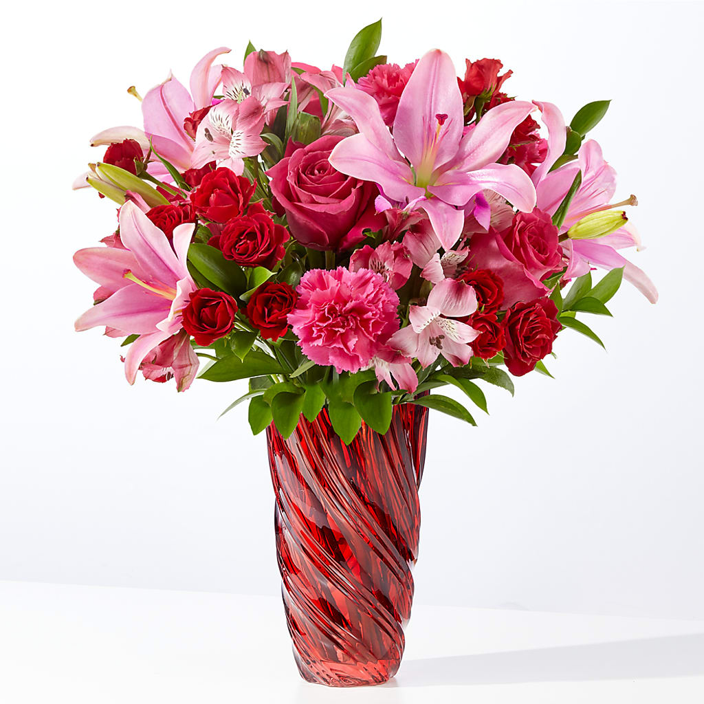 In Love Bouquet with Luxe Swirl Vase – Karnation Korner Florist, Dunedin FL