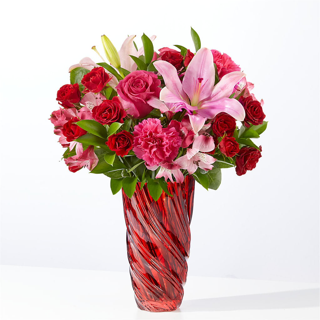 In Love Bouquet with Luxe Swirl Vase – Karnation Korner Florist, Dunedin FL