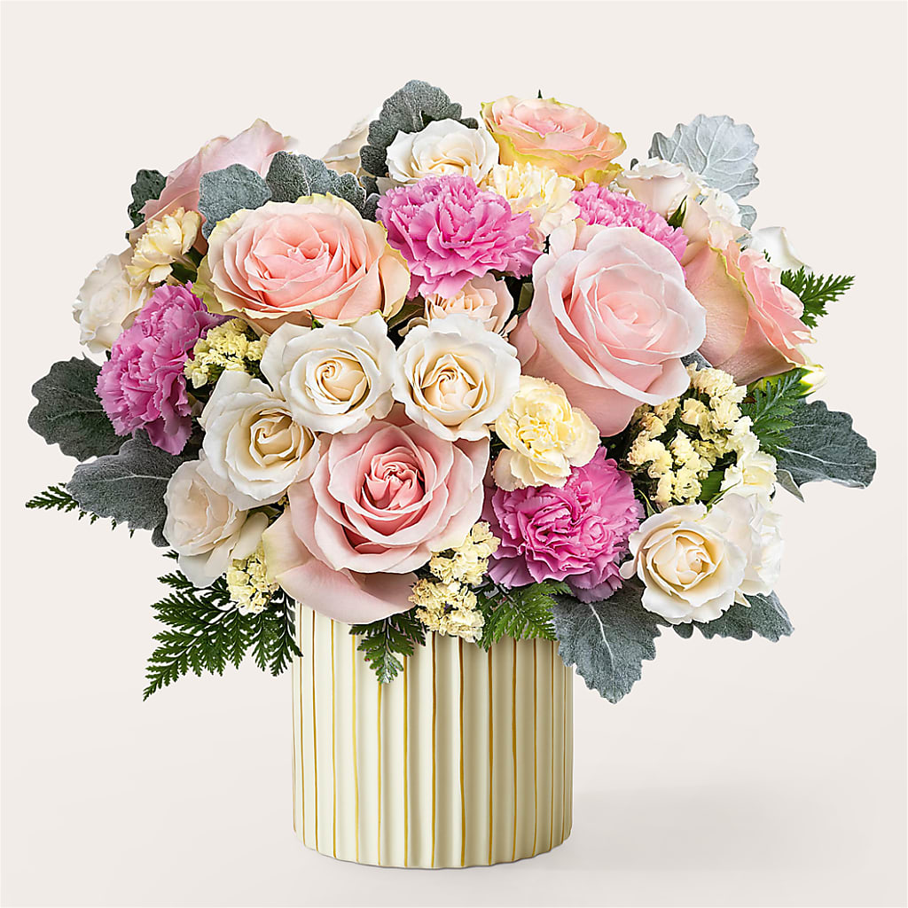 Blissful Moments Bouquet with Ivory Vase – Karnation Korner Florist, Dunedin FL