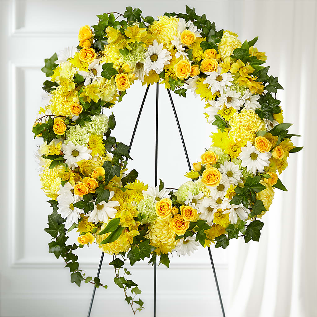 Golden Remembrance Wreath – Karnation Korner Florist, Dunedin FL
