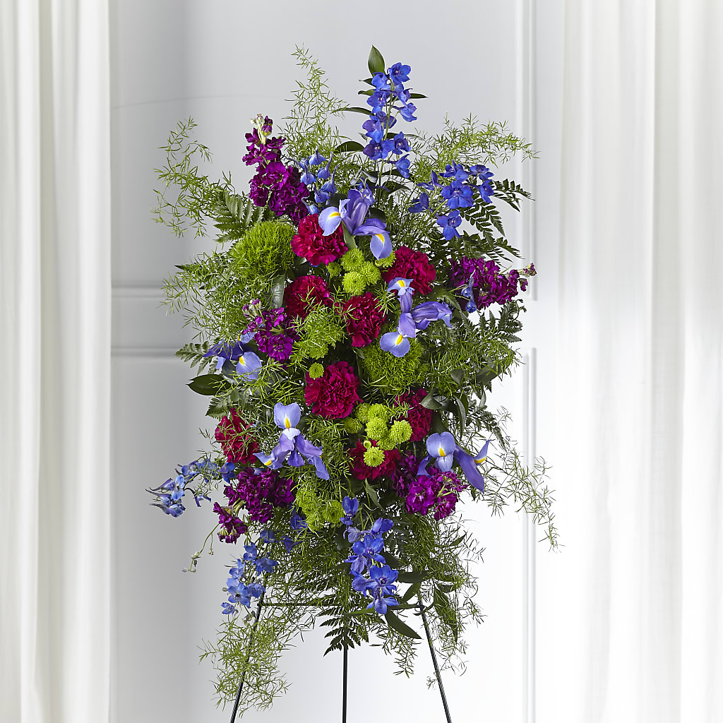 Heavenly Skies Standing Spray – Karnation Korner Florist, Dunedin FL