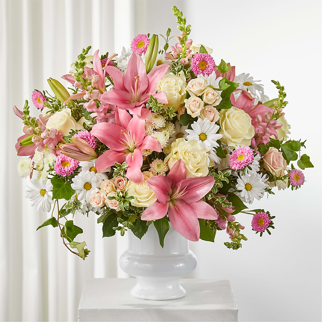 Empathetic Blooms Urn Arrangement – Karnation Korner Florist, Dunedin FL