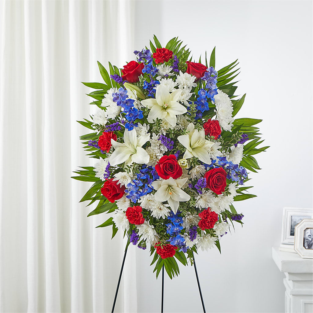 Cherished Service Standing Spray – Karnation Korner Florist, Dunedin FL