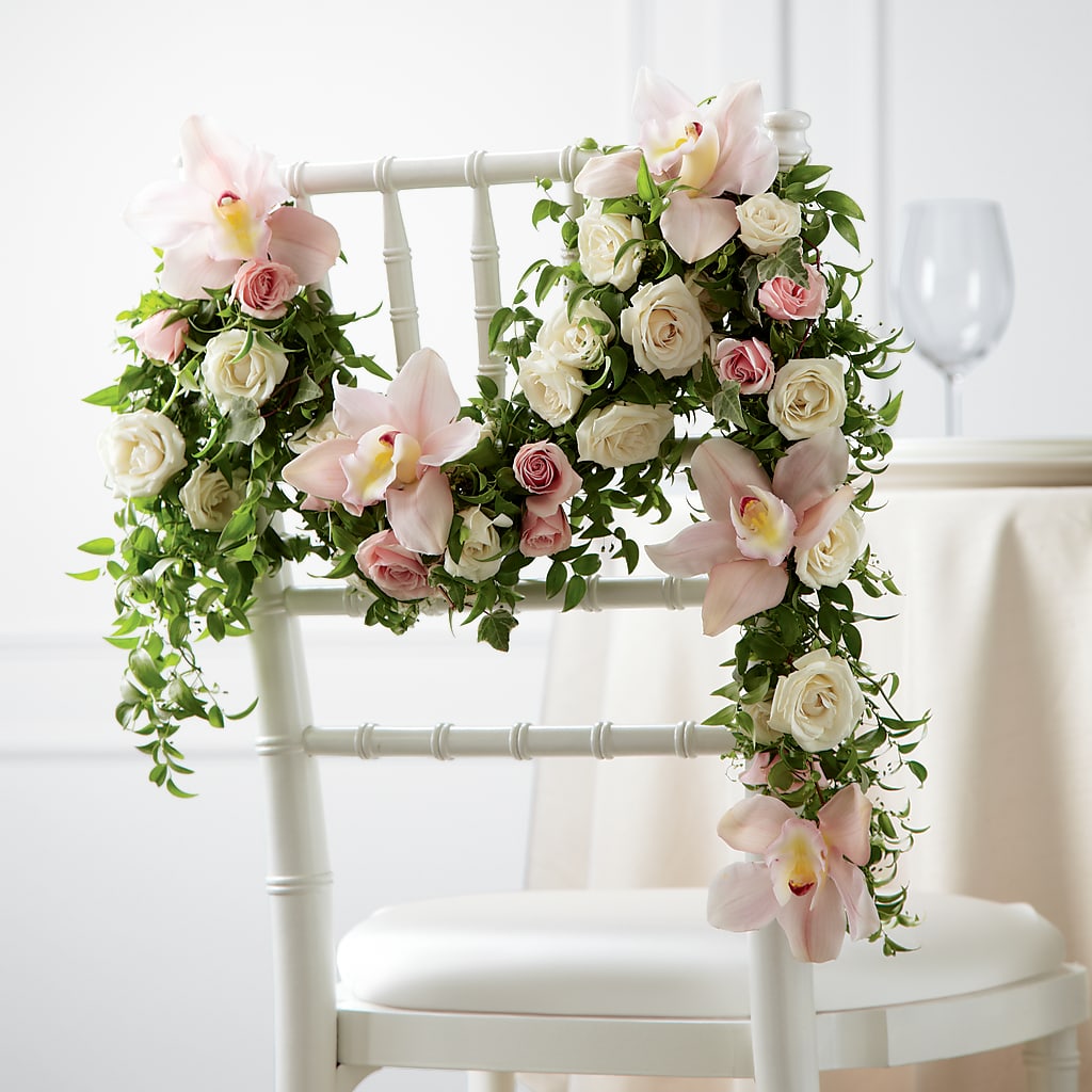 Orchid Rose Chair Décor – Karnation Korner Florist, Dunedin FL