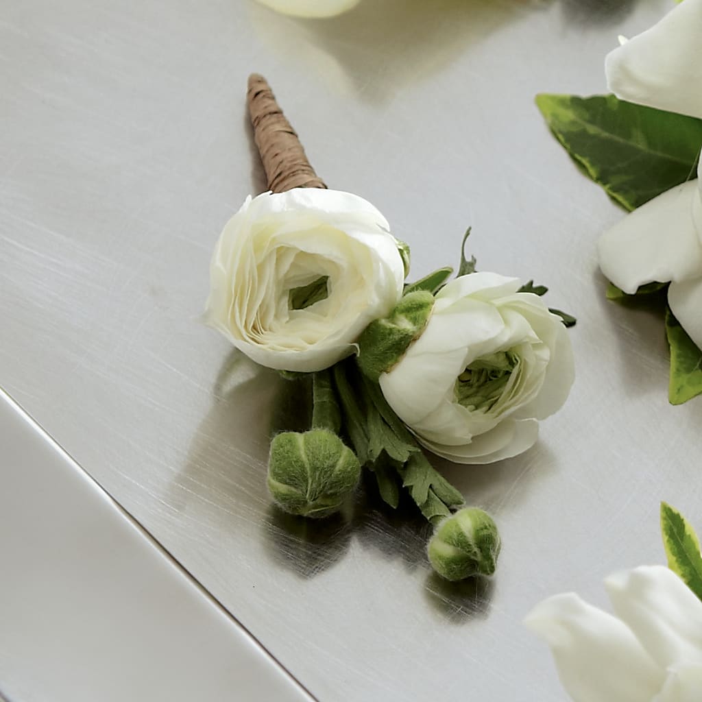 White Ranunculus Boutonniere – Karnation Korner Florist, Dunedin FL