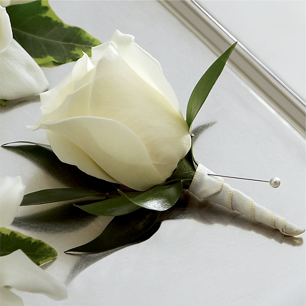 White Rose Boutonniere – Karnation Korner Florist, Dunedin FL