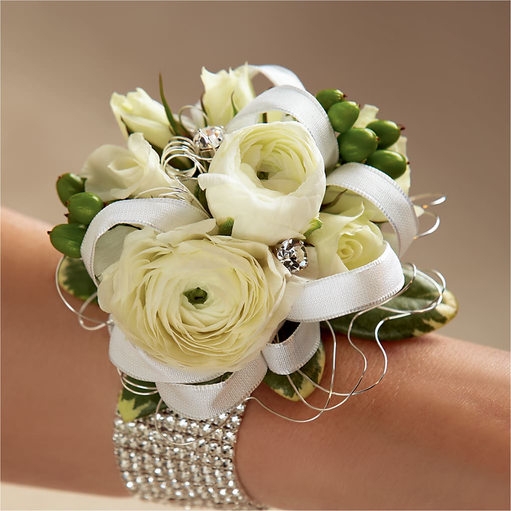 White Wedding Corsage – Karnation Korner Florist, Dunedin FL
