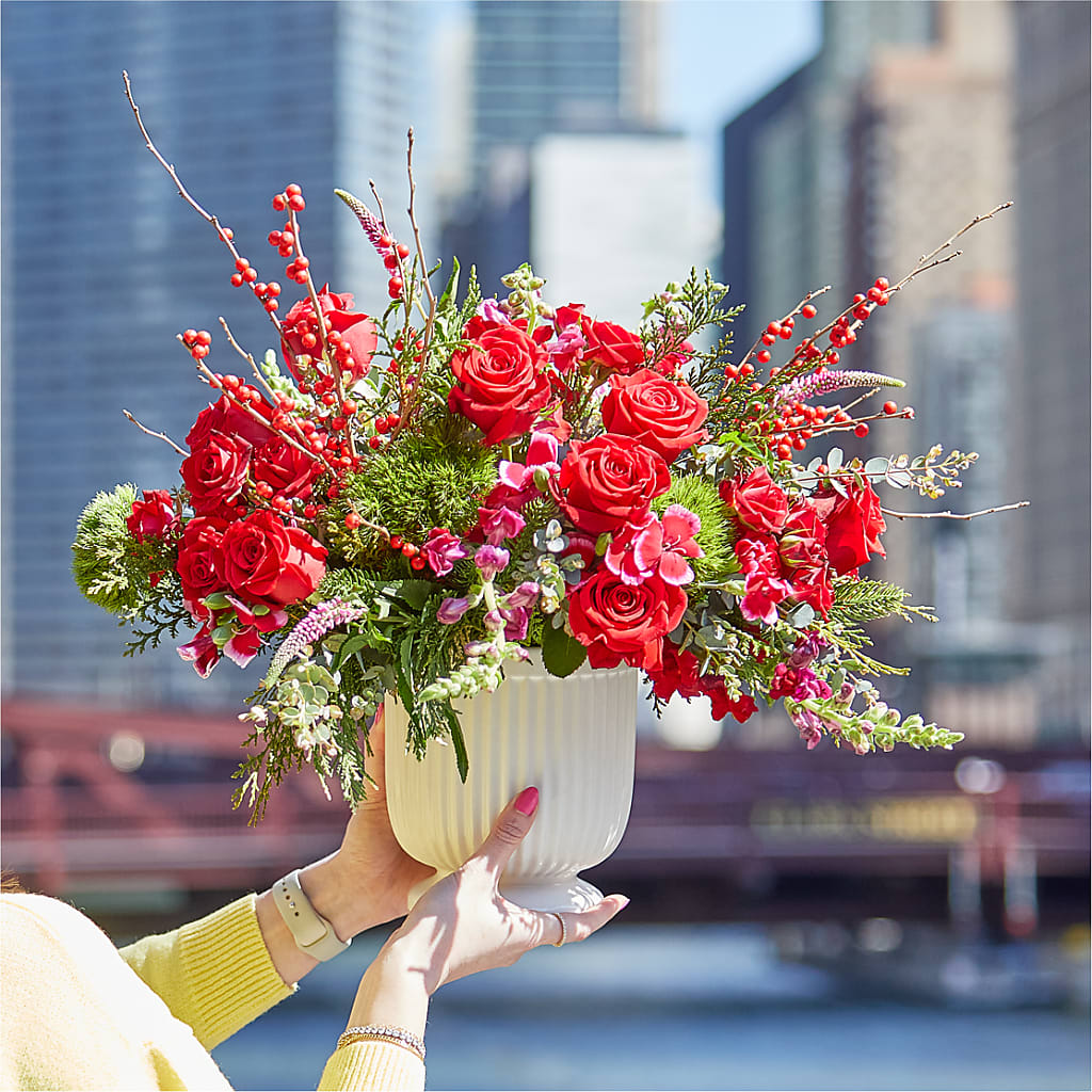 Big Red Bow Bouquet –  Karnation Korner Florist, Dunedin FL