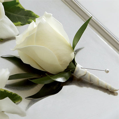 White Rose Boutonniere –  Karnation Korner Florist, Dunedin FL